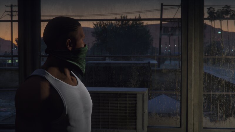 Man in White Tank Top — Black, Contemplative, Sunset