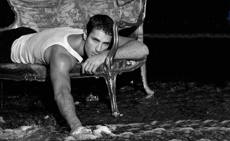 Man in White Tank Top — Black, Dramatic, Night