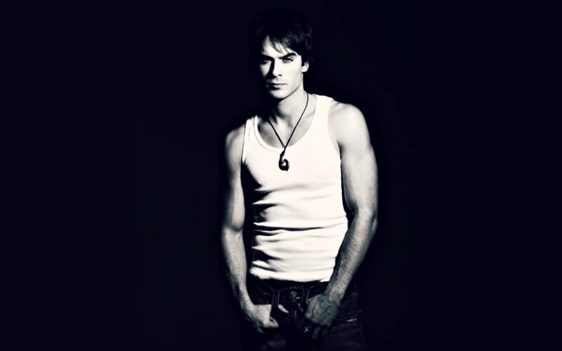 Man in White Tank Top — Black, Dramatic, Photograph, Necklace