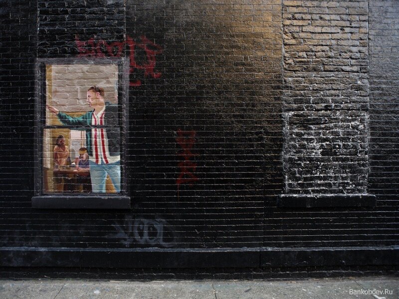 Man in Window Painting