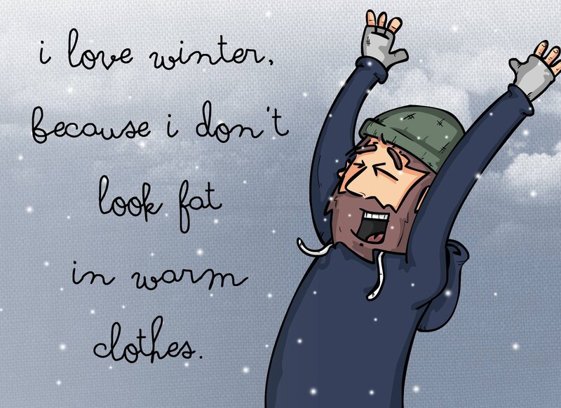 Man in Winter Clothes — Blue, Playful
