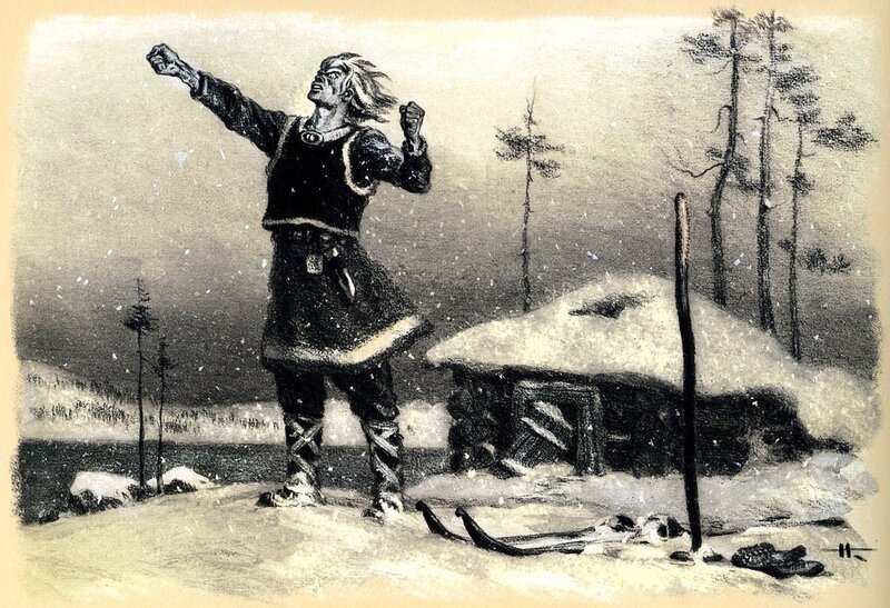 Man in Winter Clothing — Black, Dramatic