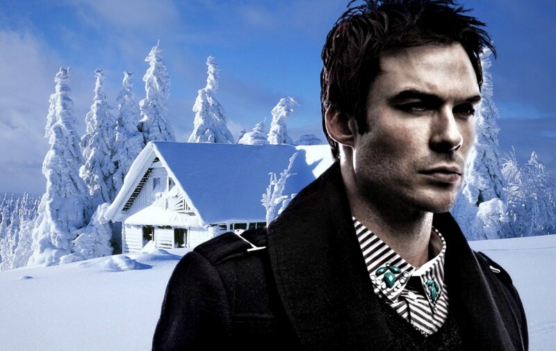 Man in Winter Coat — White