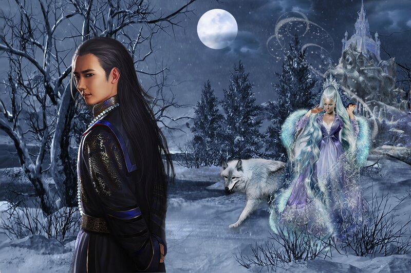 Man in Winter Forest — Blue