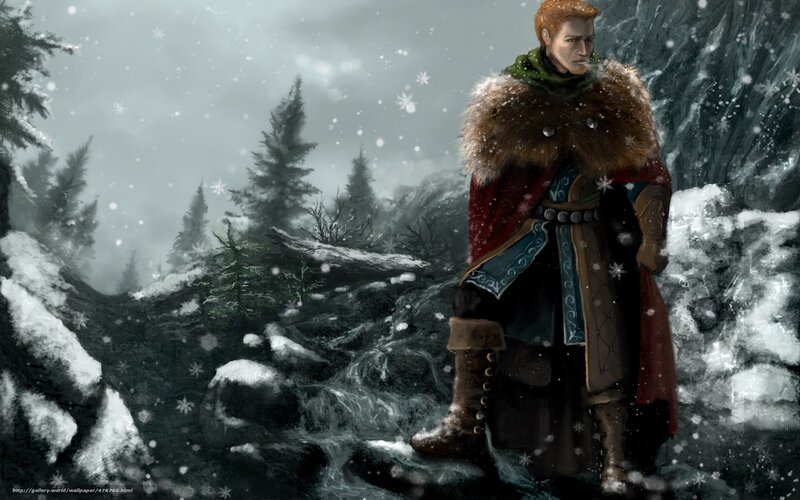 Man in winter forest