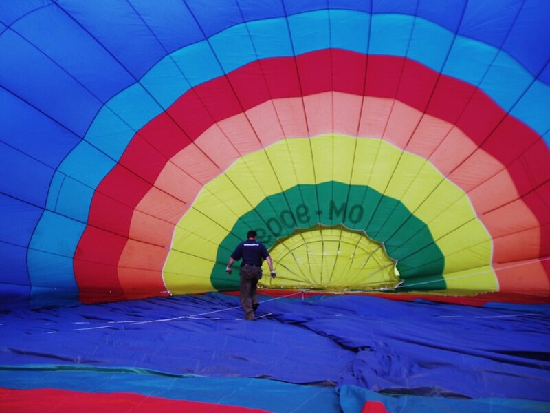 Man Inside Hot Air Balloon — Blue