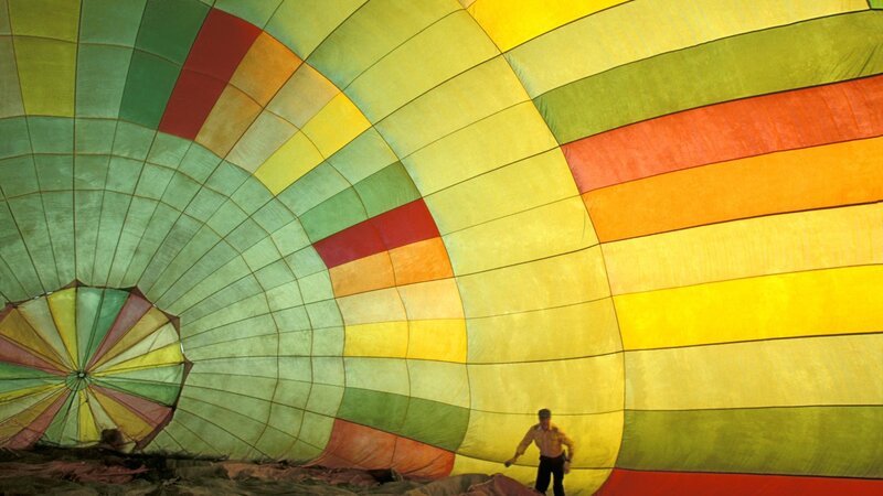 Man inside hot air balloon