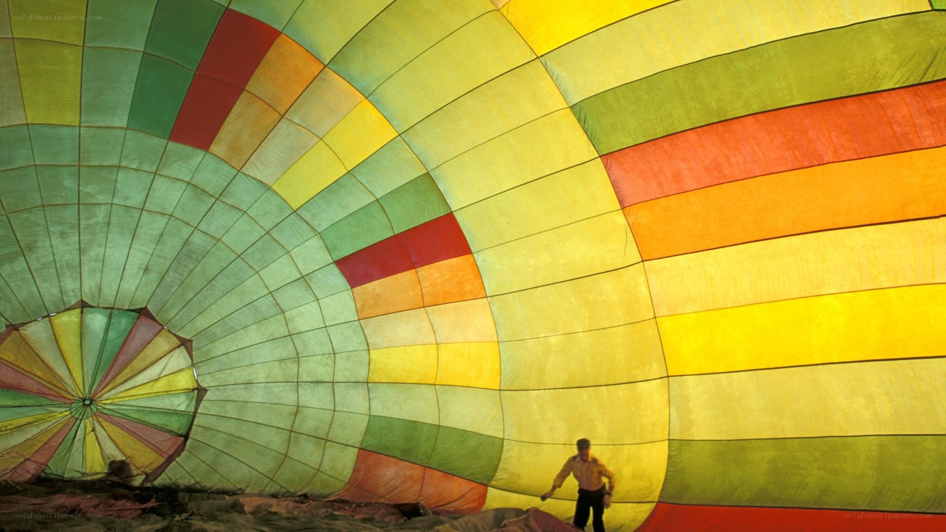 Man inside hot air balloon