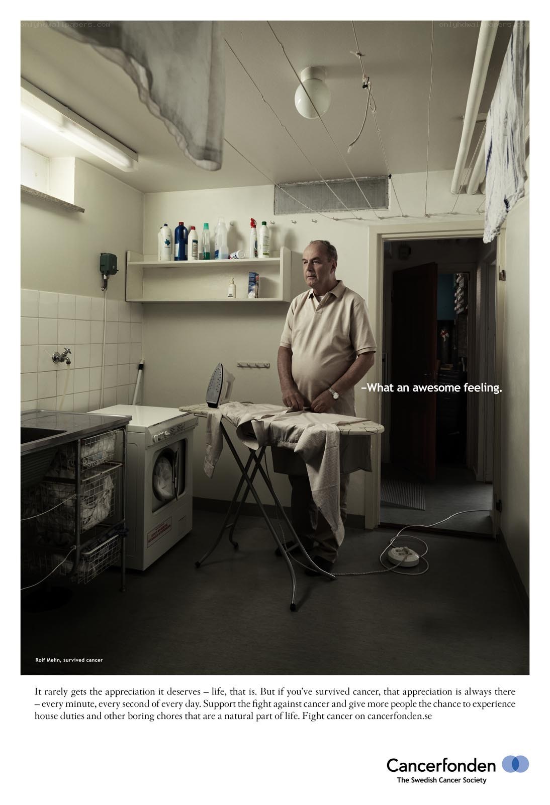 man ironing after cancer