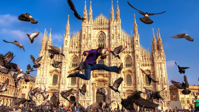Man Jumping in Air — Blue, Dynamic