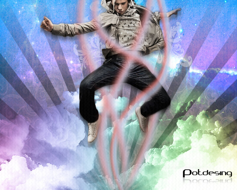 Man Jumping in Clouds