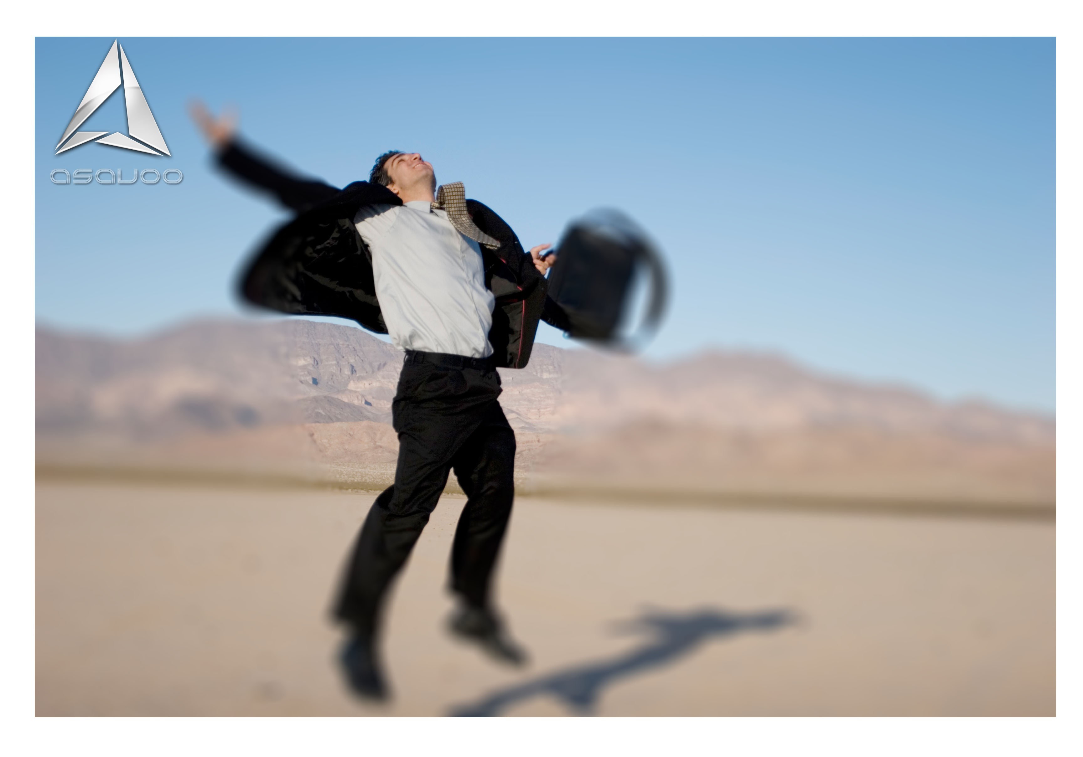 Man jumping in desert