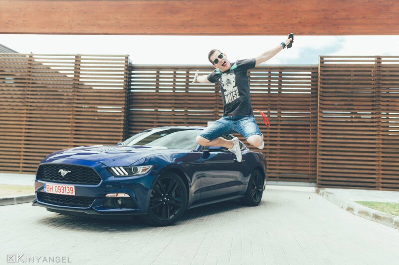 Man Jumping on Car