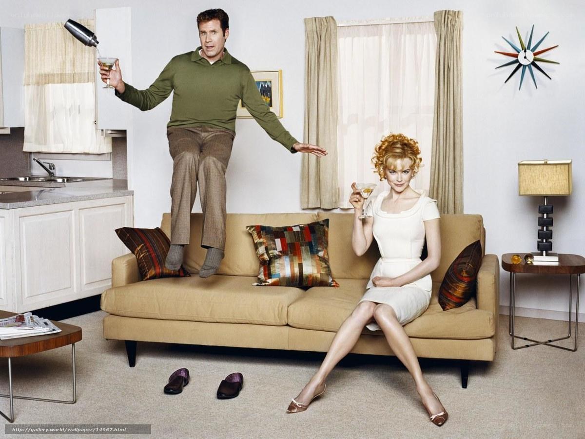 Man jumping on couch with woman