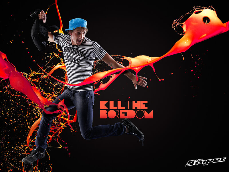 man jumping with paint splashes