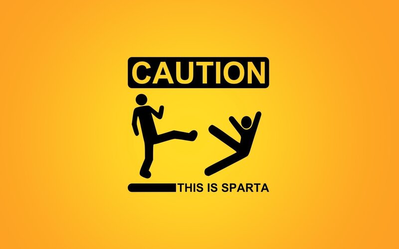 Man Kicking Another Man — Yellow, Humorous