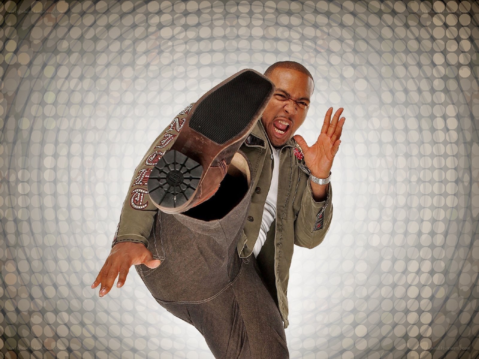 man kicking in the air