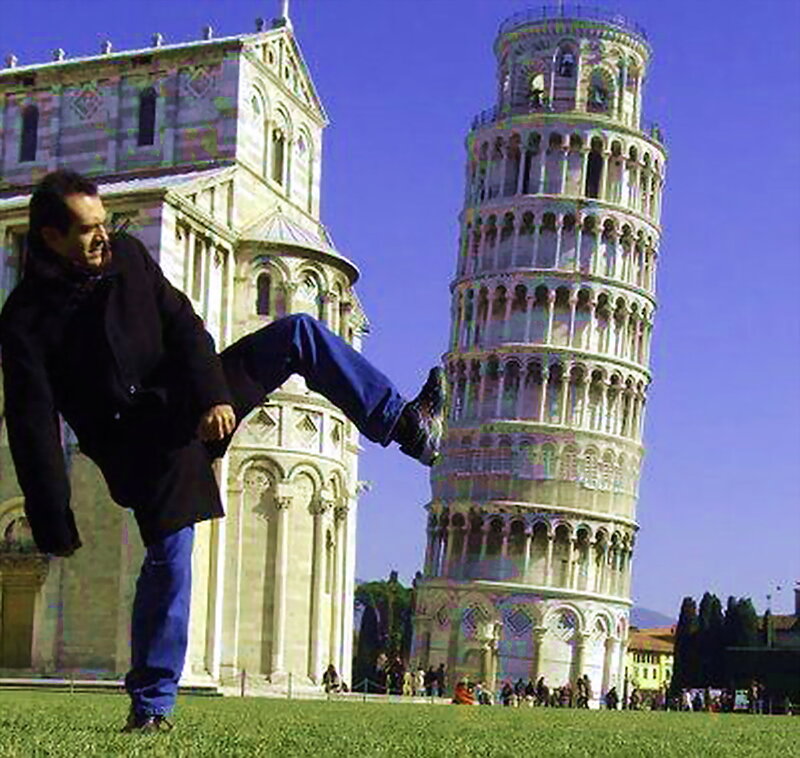 Man Kicking Tower