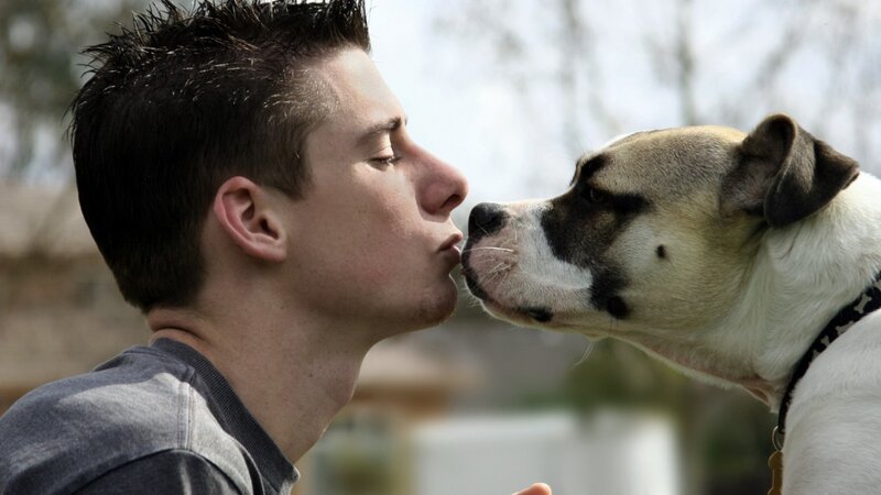 Man Kissing Dog