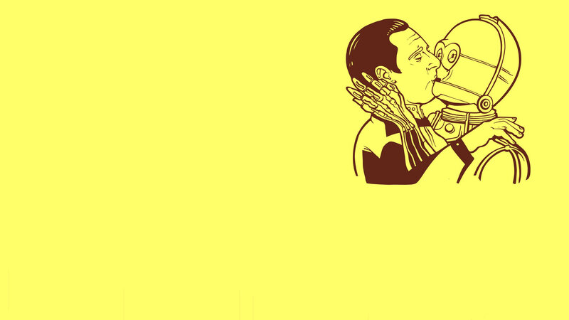 man kissing robot