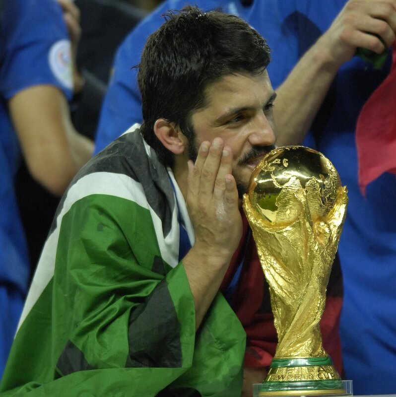 Man Kissing Trophy — Green, Celebratory