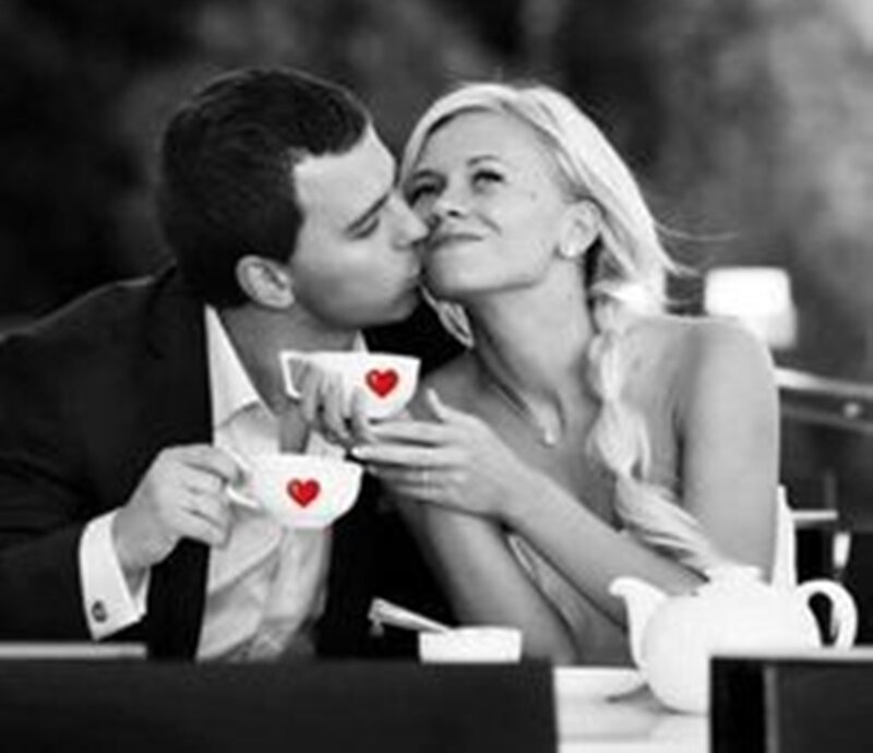 Man Kissing Woman — Black, Romantic, Photograph