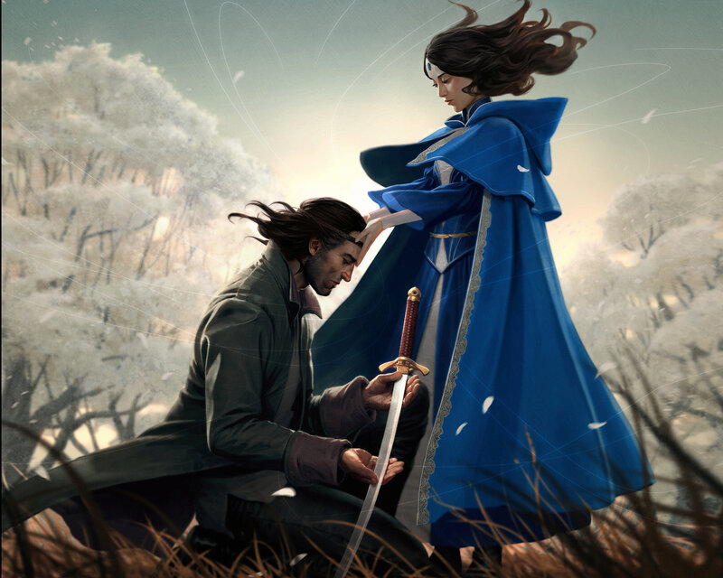 Man Kneeling Before Woman
