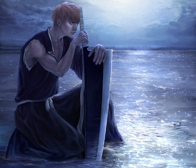 Man Kneeling in Water