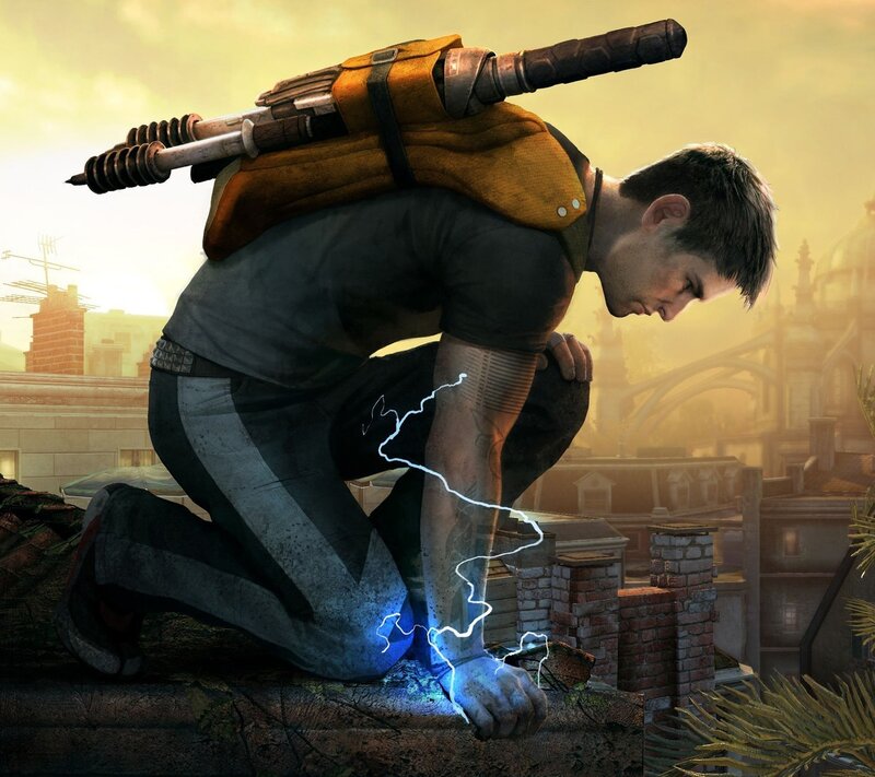 Man Kneeling on Rooftop — Yellow, Dramatic, Sunset