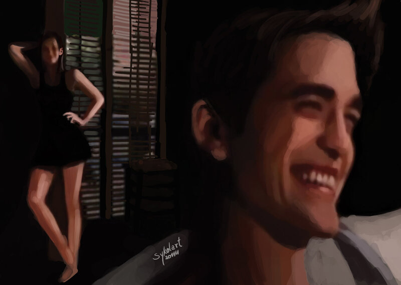 Man Laughing in Foreground