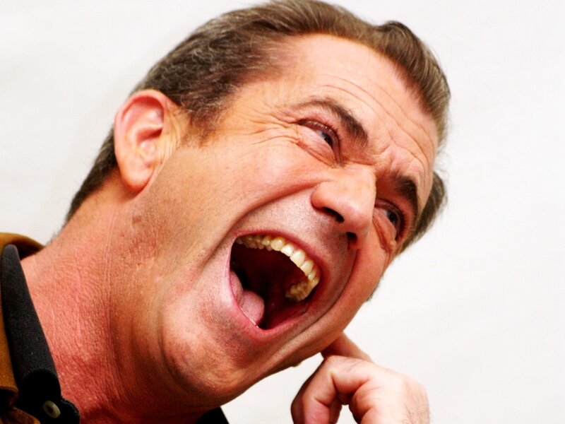 Man Laughing Loudly — White