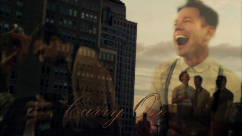 Man Laughing on Rooftop — Brown