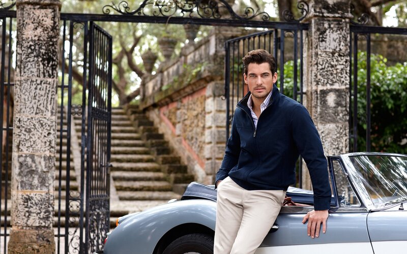 Man Leaning on Car — Blue