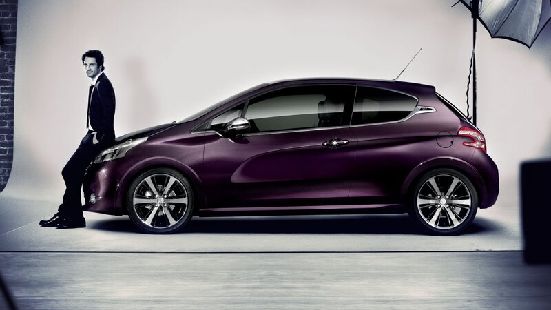 Man Leaning on Car — Purple