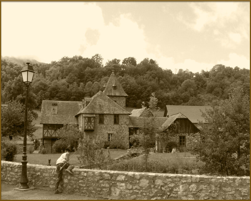Man Leaning on Wall — Sepia