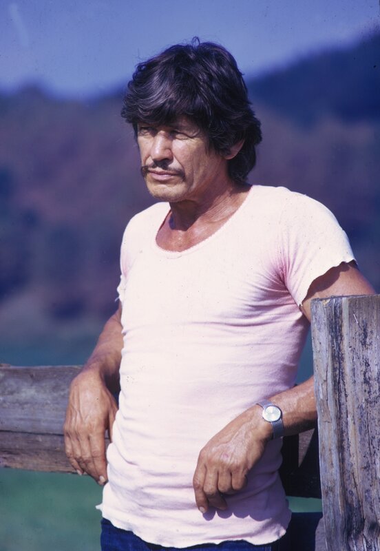 man leaning on wooden fence