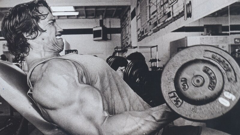 Man Lifting Weights — Black, Intense, Photograph, Dumbbell, Gym Equipment, Weight Bench
