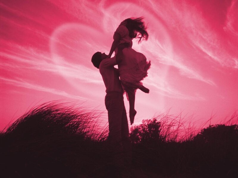 Man Lifting Woman — Pink, Dramatic
