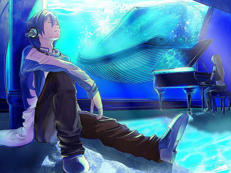 Man Listening to Music — Blue