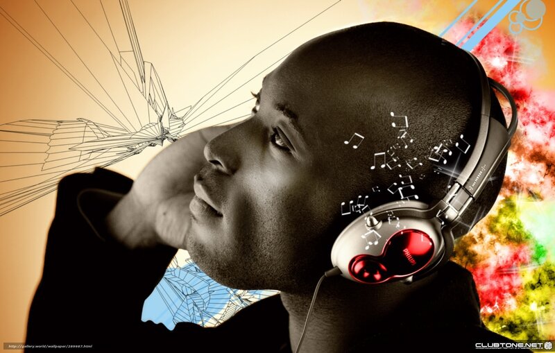 man listening to music with headphones