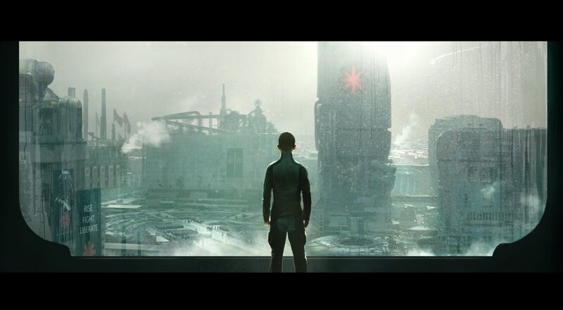 Man Looking at City — Gray
