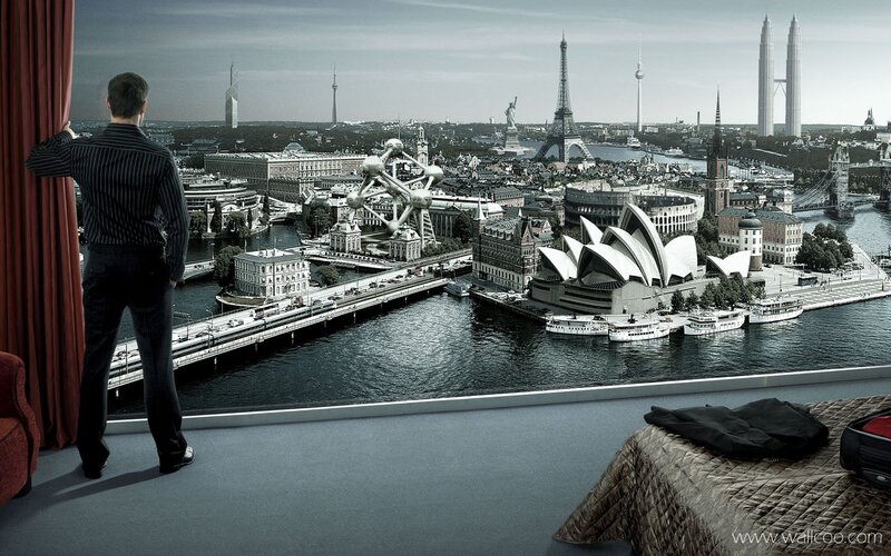 Man Looking at Cityscape — Gray, Dramatic