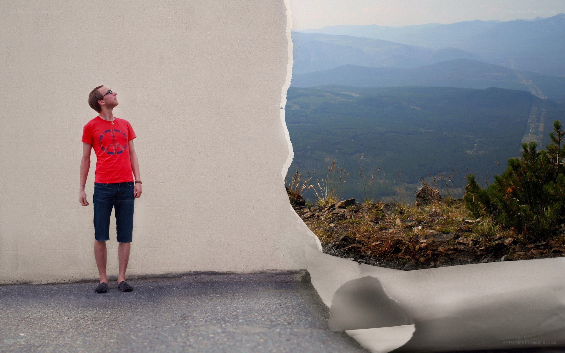 man looking at mountain view