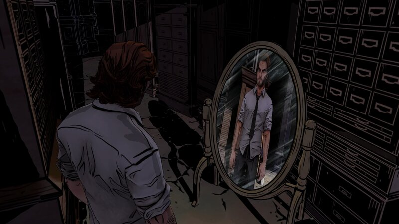 Man Looking in Mirror — Black, Dramatic, Night