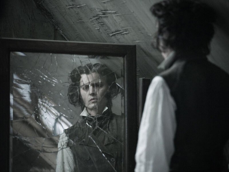 Man Looking in Mirror — Black, Dramatic