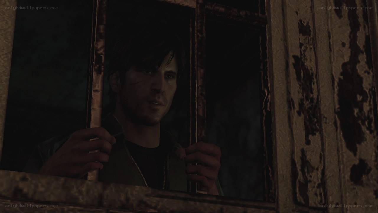 man looking through window