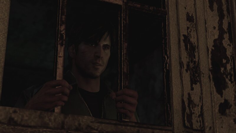 Man Looking Through Window — Brown, Tense