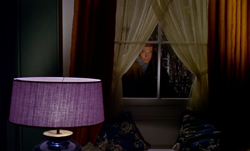 Man Looking Through Window — Purple