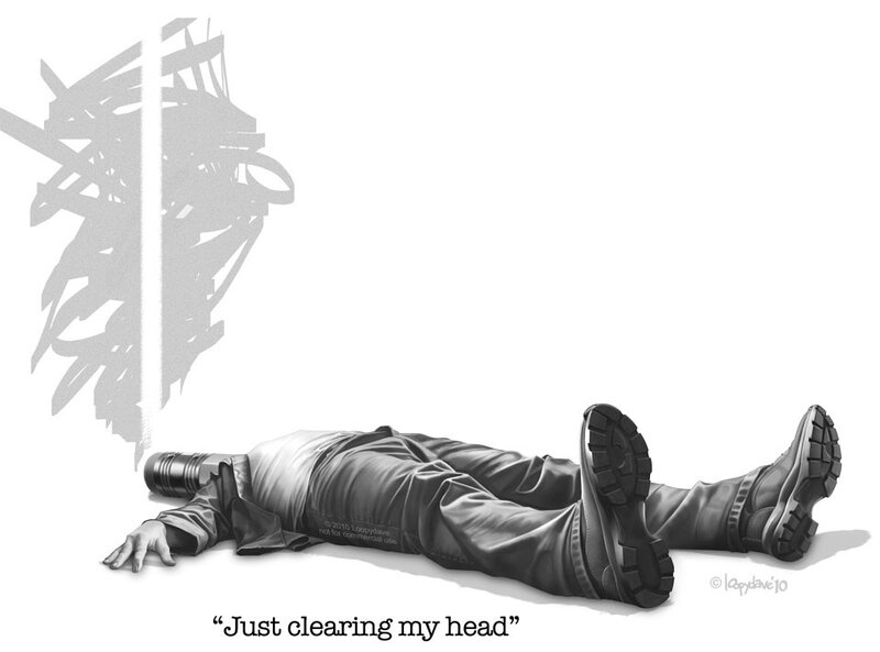 Man Lying on Ground — Black, Dramatic, Illustration