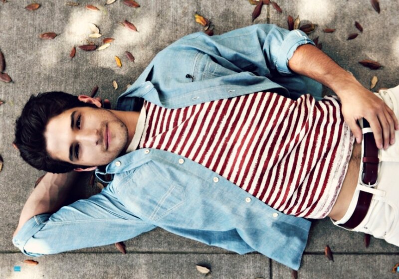 Man Lying on Ground — Blue, Relaxed